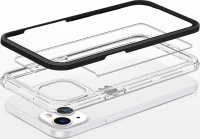 Mbrojtëse telefoni Hurtel Hybrid Armor, iPhone 13 Mini, xhel 3 në 1, transparente me kornizë të zezë