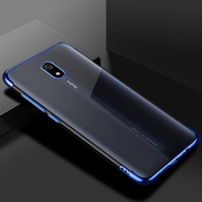 Kapak telefoni Hurtel Clear Color për Xiaomi Redmi 8A, gome TPU, kornizë metalike blu