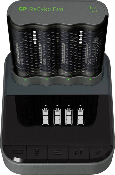 Karikues baterish GP ReCyko Pro P461, USB, 4x AA 2000mAh NiMH, gri