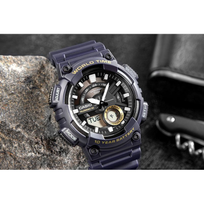Ora dore Casio AEQ-110W-2AVDF, analog dixhitale, kuarci, blu navy