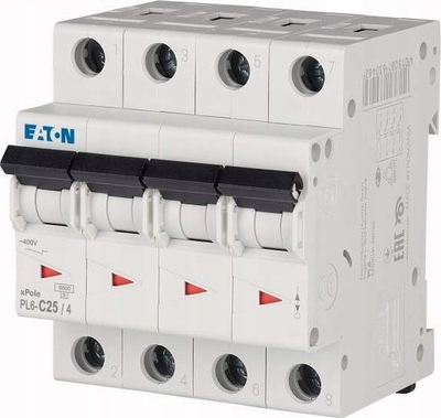 Siguresë automatike Eaton PL6 C25/4, 4P, 25A, 6kA AC