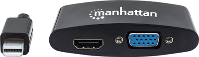 Adapter Mini DisplayPort Manhattan, 2 në 1 HDMI VGA, 25cm, 4K, i zi