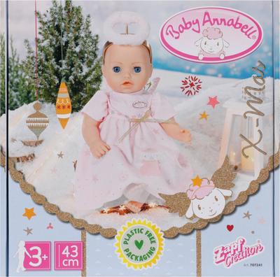 Veshje për kukull Baby Annabell Season X-Mas Outfit 707241, për kukulla 43cm, me krahë dhe aureolë, e artë