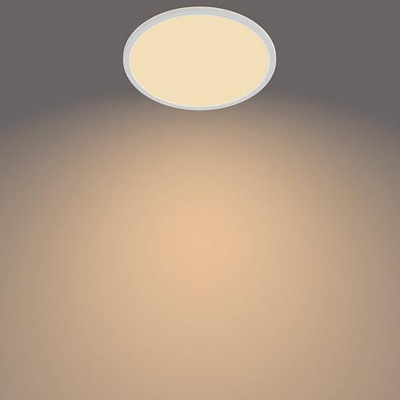 Plafonierë Philips SuperSlim LED, IP44, 2700K, e bardhë