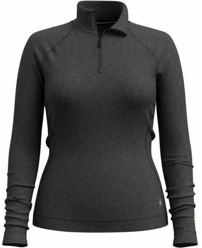 Bluzë bazë Smartwool Classic Thermal Merino 1/4 Zip për femra, lesh Merino, me mëngë të gjata, e zezë