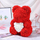Ari dekorativ goca me trëndafila Roses Bear, 23 cm, trëndafila të kuq, zemër e bardhë