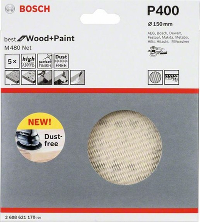 Disk gërryes Bosch M480 Net P400, 150mm, set me 5 copa, bezhë