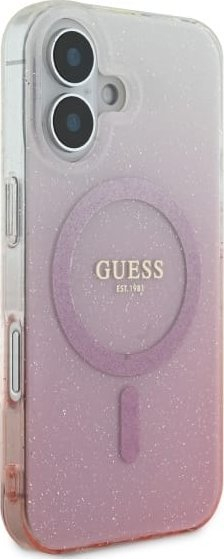 Mbulesë telefoni Guess GUHMP16MHGRCELP për iPhone 16 Plus 6.7", hardcase me xixa, rozë