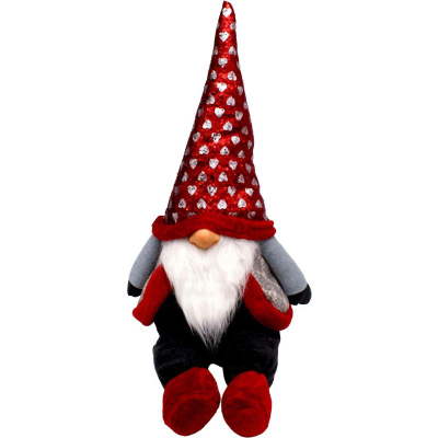 Stoli Krishtlindjesh Saska Garden Santa, xhuxh dekorativ, kapelë me shkëlqim, e kuqe