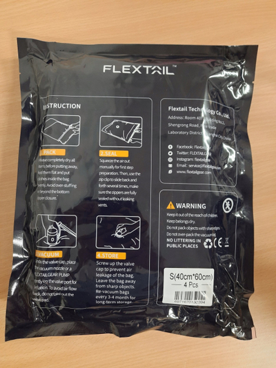 Qese vakumi Flextail Flexbag, 60x40 cm, transparente