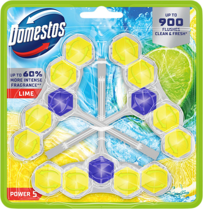 Bllok tualeti Domestos Trio Power 5 LIME, set 3x50g, aromë lime