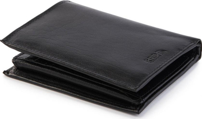 Portofol çunash Peterson, vertikal, lëkurë natyrale, RFID, i zi