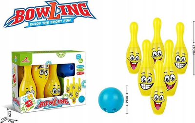 Set bowling Adar 557246, 6 birila, për kalamoj, i verdhë