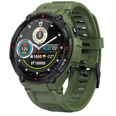 Smartwatch Giewont GW430-3, ekran me ngjyra, i papërshkueshëm nga uji, jeshil