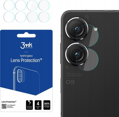Mbrojtës xhami për kamerë 3MK për Asus Zenfone 9, Hybrid Glass, set me 4 copa, transparent