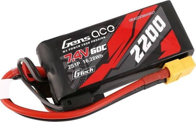 Bateri LiPo Gens Ace G-Tech 7.4V 2200mAh 2S, 60C, me lidhës XT60