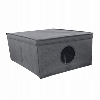 Kuti organizuese GREY Medium Box, 48x36x19 cm, me dritare transparente, gri