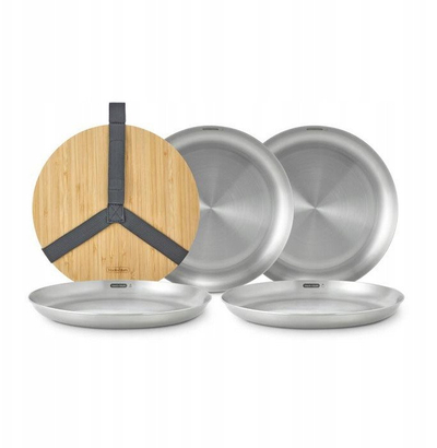 Set pjata për piknik Black+Blum, çelik inox, 4 copë, ngjyrë argjendi