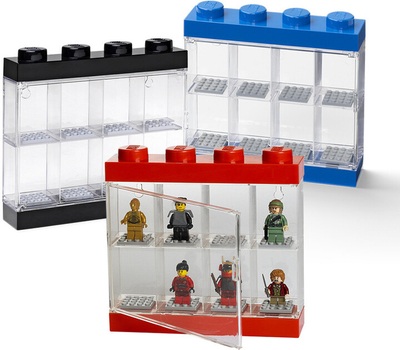 Kuti koleksionuese LEGO për 8 minifigura, e kuqe / transparente 