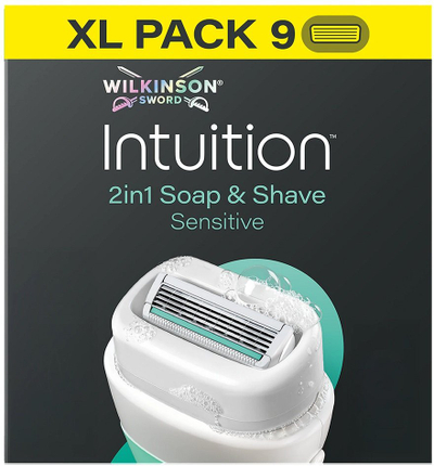 Kokë rroje Wilkinson Intuition Sensitive, 4 thika, paketim 9 copë, e bardhë