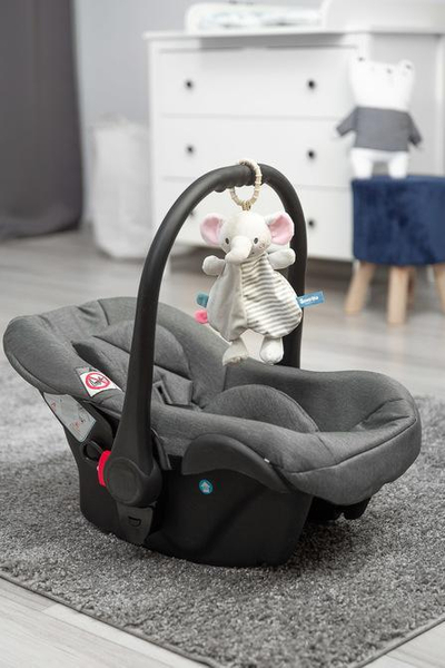 Lodër pelushi Sensillo Minizoo, elefant me unazë varëse, për bebe, gri