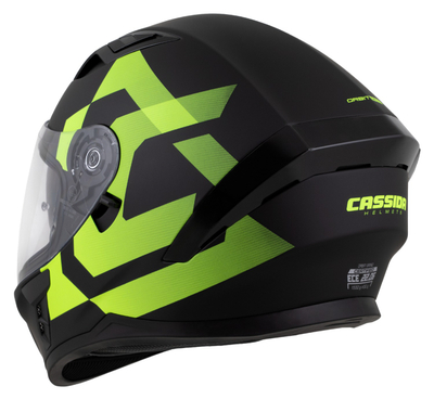 Helmetë moto Cassida Orbit Grind, integrale, ECE 22.06, e zezë matt verdhë fluo