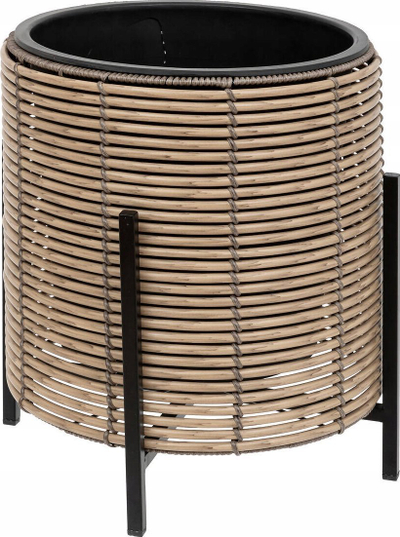 Set me vazo lulesh me këmbë Atmosphera, 3 copë, plastikë me efekt ratan, me hekur, ngjyrë natyrale