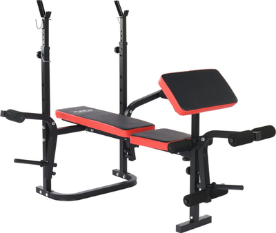 Stol ushtrimesh FUNFIT Preacher Curl, i rregullueshëm, palos, ngjyrë zi me të kuqe