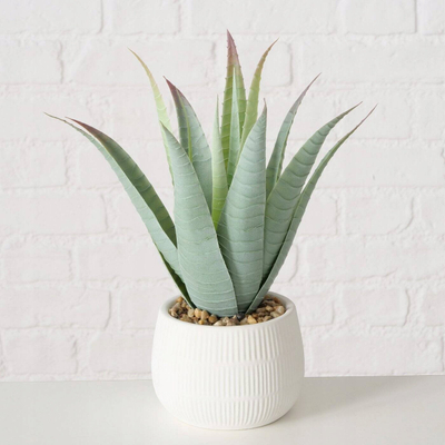 Bimë plastike aloe MONDRAGO, 29 cm, në vazo, jeshile e çelët