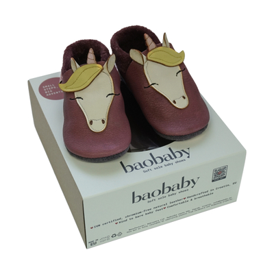 Papuçe fëmijësh Baobaby Classic Unicorn Dreams, lëkurë, madhësia S, vjollcë