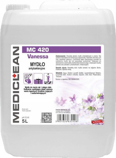 Sapun i lëngshëm Vanessa MC 420, antibakterial, 5L, transparent