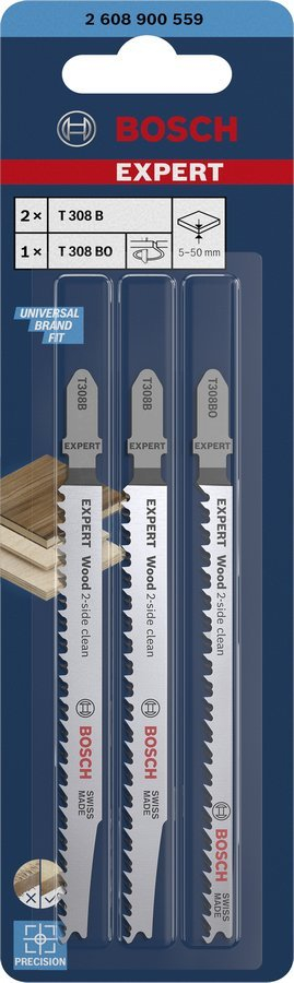 Set sharra pendë Bosch 2608900559 Expert, 3 copë, prerje e pastër nga të dyja anët