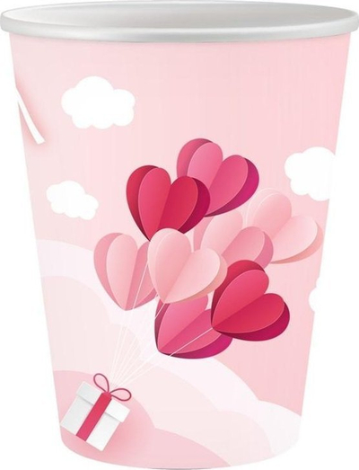 Gotë letre Godan Love Hearts, 250 ml, set me 6 copa, rozë