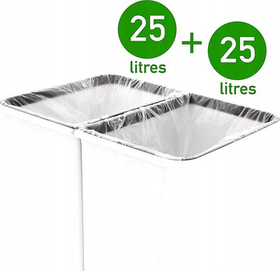 Kosh plehrash pa markë, 2x25L, 2 ndarje, gri