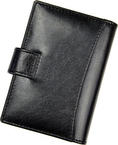 Portofol për letra dhe karta Rovicky, lëkurë natyrale, RFID Protect, i zi