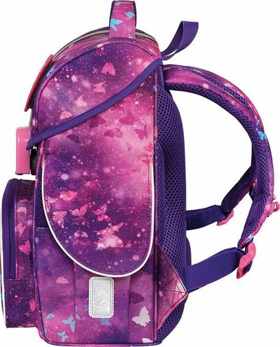 Çantë shkolle Tiger Family Jolly Glittery Night, 14L, mbyllje me Fidlock, lejla me rozë