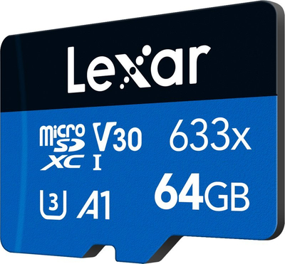 Kartë memorje Lexar 633x microSDXC, 64GB, UHS-I U3 V30, blu