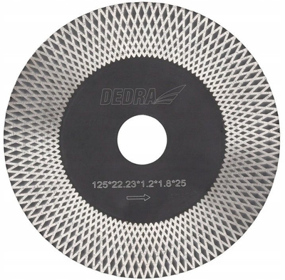 Disk diamant prerës Dedra H1032, 125mm, prerje e lagësht dhe e thatë, i zi