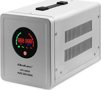 Furnizues energjie për emergjenca Qoltec UPS 500VA, 350W, valë sinusoide e pastër, gri