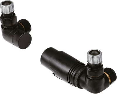 Set valvulash radiatori Perfexim PHA-038CS, aksial nga e djathta, ngjyrë e zezë