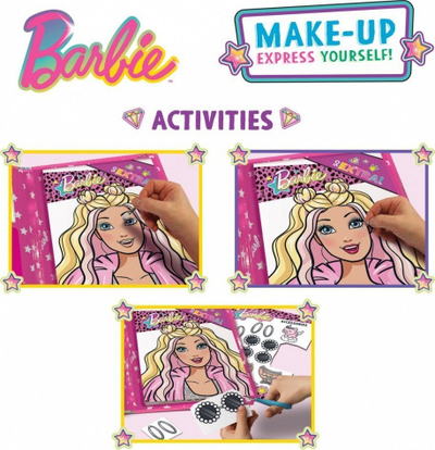 Set kreativ Lisciani Barbie Sketch Book Make Up Goal, me fletore vizatimi, me aksesorë grimi, shumëngjyrësh