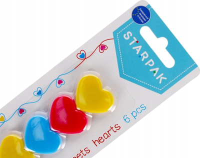 Magnet zemre STRAPAK Heart, set 6 copë, shumëngjyrësh