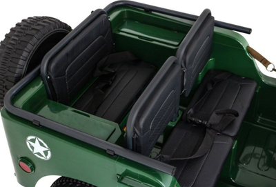 Makinë lodër elektrike Jeep Willys Military, 12V, 3 vende, jeshile ushtarake