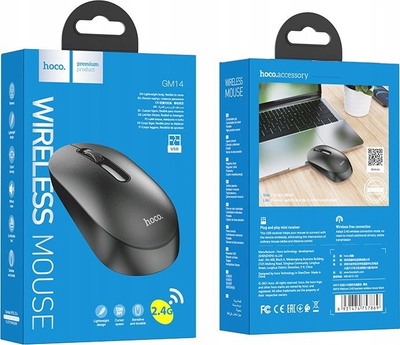 Бежичен глушец Hoco GM14, 2.4G USB, црн