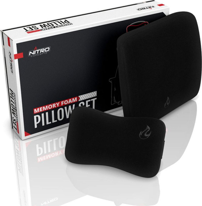 Set jastëkësh gaming Nitro Concepts, memory foam, për qafë edhe bel, i zi me të bardhë
