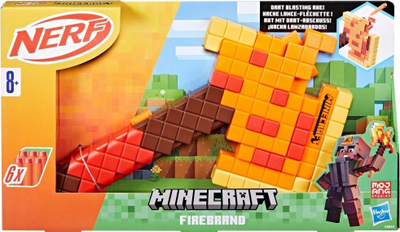 Lodër sëpatë Nerf Minecraft Firebrand, me fishekë shkumë, plastike, portokalli