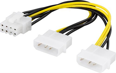 Kabllo adapter DELTACO SSI-62, 2x Molex 4-pin në 8-pin PCI-E, 30cm, verdh e zez