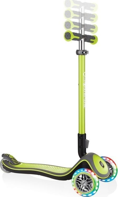 Детски тротинет Globber Elite Deluxe Lights, 3 тркала, со LED светла, зелен