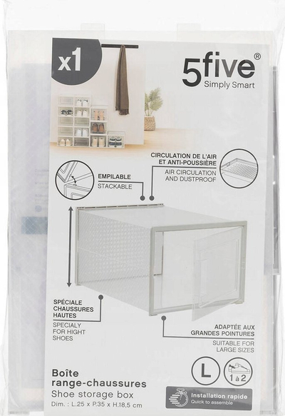 Kuti për këpucë 5five Stak M, plastike, transparente