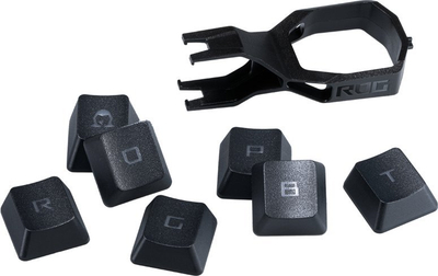 Set kapakësh tastiere ASUS ROG RX PBT, për ROG RX Switches, gjysmë transparent, i zi
